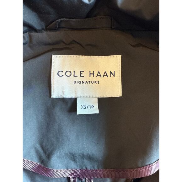 Cole Haan Packable Hooded Rain Coat Jacket Black XS Travel Bag - Picture 4 of 8